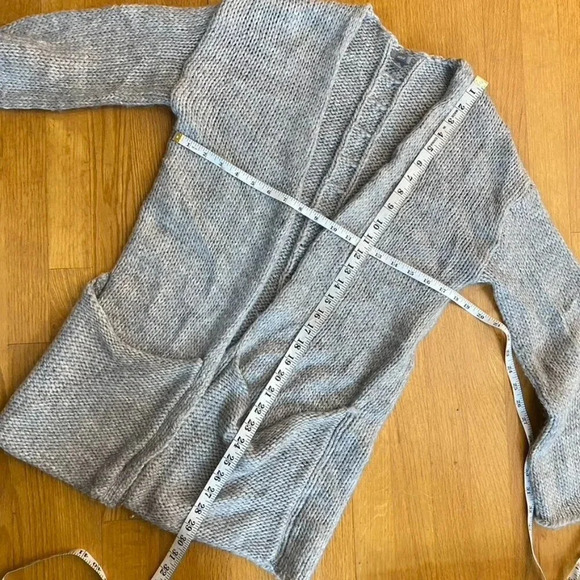 Aerie Gray Wool Alpaca Open Cardigan Sweater - Picture 9 of 9